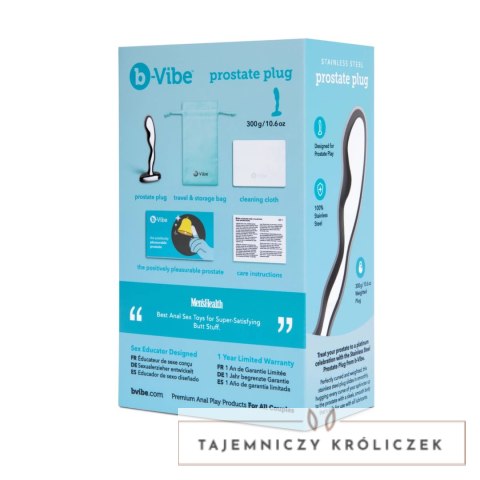 B-Vibe Stainless Steel Plug Prostatyczny z Bezpiecznym Uchwytom B-Vibe