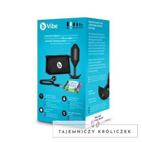 B-Vibe Vibrating Snug Plug 5 Black - anatomiczna wtyczka z funkcją wibracji B-Vibe