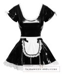 Black Level Sukienka Vinylowa Pokojowki 2XL z Koronką i Fartuszkiem Black Level