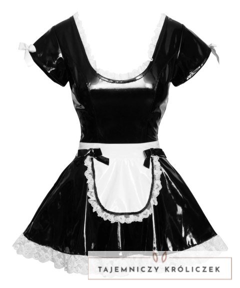 Black Level Sukienka Vinylowa Pokojowki 2XL z Koronką i Fartuszkiem Black Level