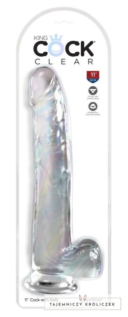 King Cock Clear 28 cm - Transparentny model z przyssawką TPE King Cock