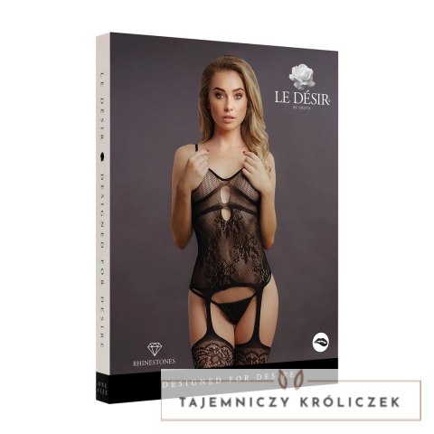 Le Desir Bodystocking Rhinestone siateczkowy jednoczęściowy One Size Le Désir by Shots