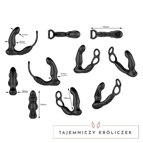 Nexus Simul8 Czarny - System stymulacji prostaty z pierścieniem silikonowym Nexus