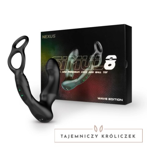 Nexus Simul8 Czarny - System stymulacji prostaty z pierścieniem silikonowym Nexus