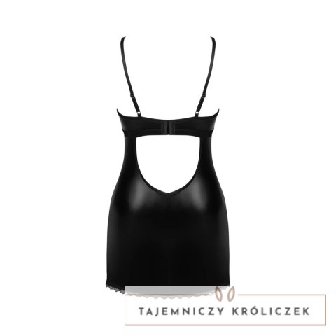 Obsessive Norides XL/2XL - czarna koszulka bieliźniana z ekoskory Obsessive