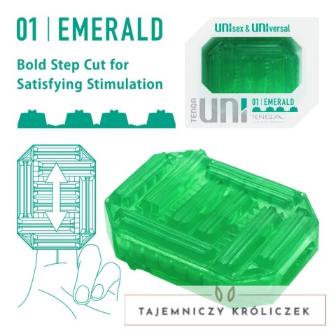 Tenga Uni Emerald Zielony - uniwersalna nakładka intymna, elastyczna Tenga