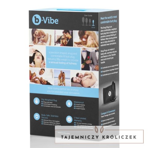 B-Vibe Snug Plug 1 czarny - silikonowy model z wagą 54g, rozmiar S B-Vibe