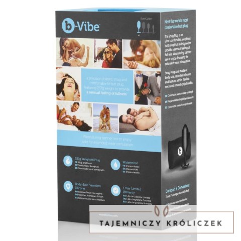 B-Vibe Snug Plug 4 Black - anatomiczny model silikonowy 255g B-Vibe