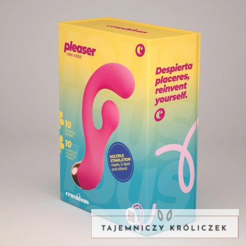 Crushious Pleaser Pink - Wibrujący model z rotacyjnym masażerem, 17,7 cm Crushious