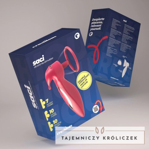 Crushious Saci Red - wielofunkcyjny stymulator z przyssawkami Crushious