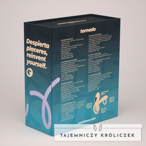 Crushious Tornado Black - Obrotowa opaska intymna z pilotem 12 cm Crushious