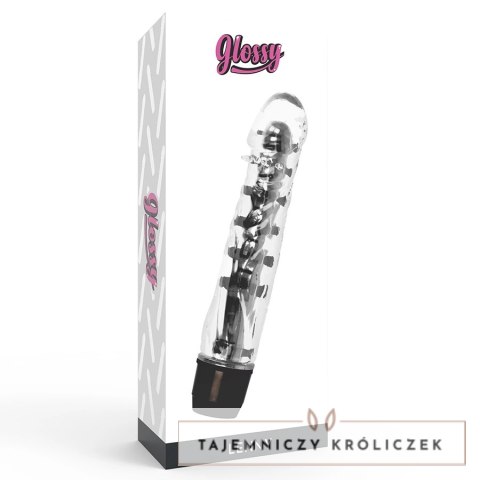 Glossy Lenny Czarny - Wibrujący model intymny z TPE, 14 cm GLOSSY