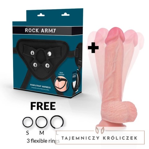 RockArmy Hawk 22 cm - Zestaw uprząż z rotatorem i wibratorem, silikon ROCK ARMY