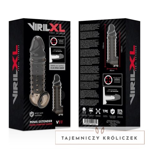 VirilXL V11 Czarny - Elastyczny rękaw intymny, powiększający rozmiar VIRILXL