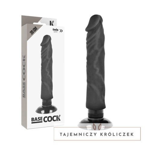 BASECOCK Wibrator Czarny 2w1 Anatomiczny 20 cm TPE z Przyssawką BASECOCK
