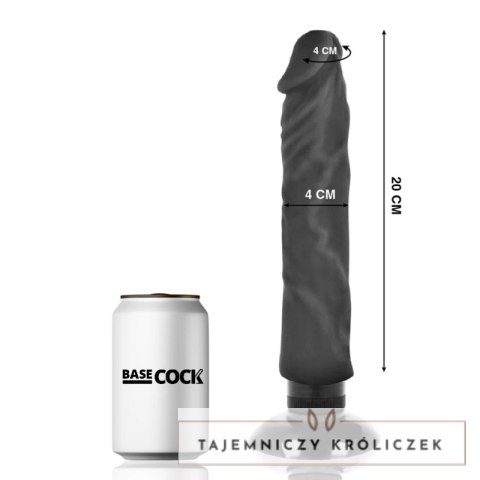 BASECOCK Wibrator Czarny 2w1 Anatomiczny 20 cm TPE z Przyssawką BASECOCK