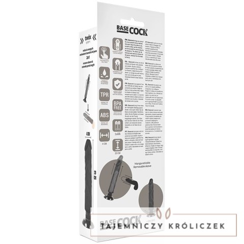 BASECOCK Wibrator Czarny 2w1 Anatomiczny 20 cm TPE z Przyssawką BASECOCK
