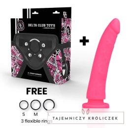 Delta Club Uprząż z silikonowym elementem 17 cm rożowa, zestaw z pierścieniami DELTACLUB