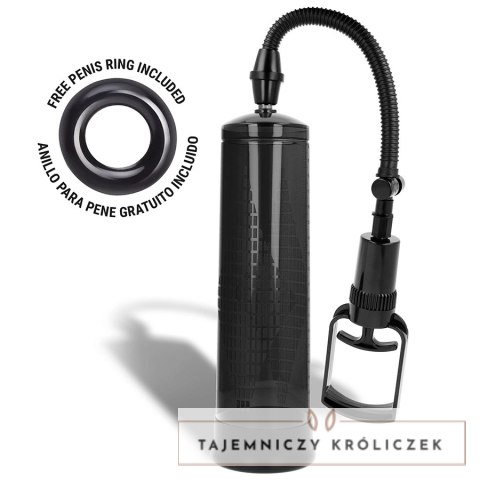Intense Pump 01 - Czarna pompka prożniowa z manometrem, 20 cm INTENSE