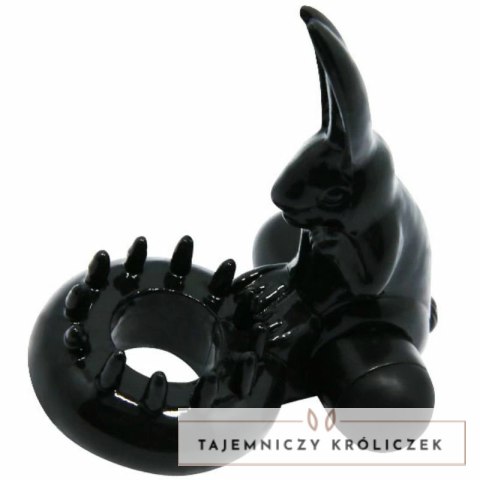 Baile Sweet Rabbit - silikonowy pierścień wibrujący z motywem krolika, czarny BAILE