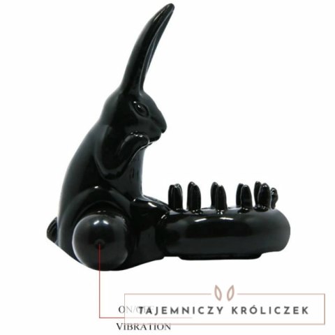 Baile Sweet Rabbit - silikonowy pierścień wibrujący z motywem krolika, czarny BAILE
