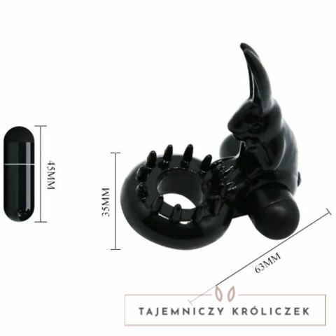 Baile Sweet Rabbit - silikonowy pierścień wibrujący z motywem krolika, czarny BAILE