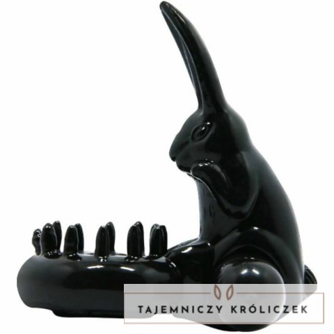 Baile Sweet Rabbit - silikonowy pierścień wibrujący z motywem krolika, czarny BAILE