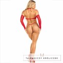 Leg Avenue komplet 3-częściowy top, stringi i rękawy czerwony One Size LEG AVENUE