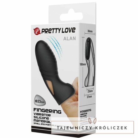 Pretty Love Alan silikonowy wibrujący nakładka na palec czarna PRETTY LOVE