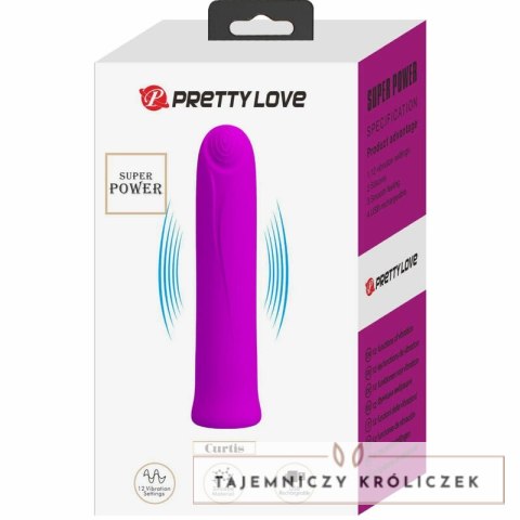 Pretty Love Curtis Mini - silikonowy model z 12 trybami, ładowanie USB, fioletowy PRETTY LOVE