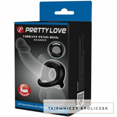 Pretty Love Elliott czarny pierścień wibrujący silikonowy USB PRETTY LOVE