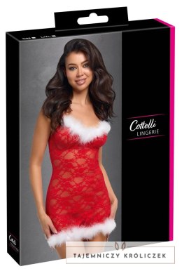 Cottelli Lingerie X-Mas Chemise L/XL z Czerwoną Koronką i Piorami Cottelli