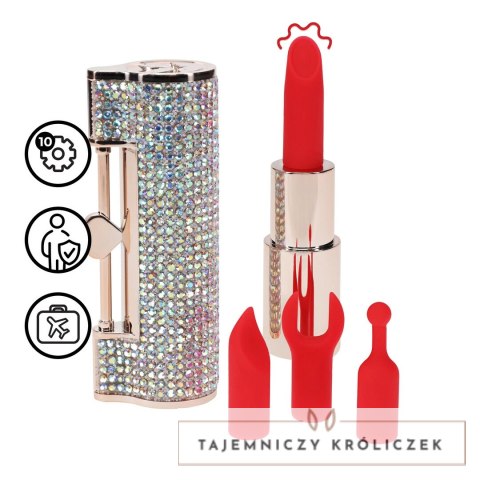 DIAMOND Lipstick Vibrator 4w1 - Model Iridescent, z wymiennymi końcowkami Loveline by Shots