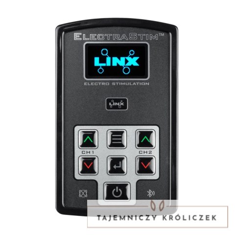 ElectraStim Linx - dwukanałowy stymulator prądowy, czarny, aplikacja ElectraStim