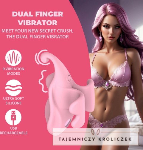 Loveline Dual Finger Vibrator Pink - Kompaktowy model wodoodporny Loveline by Shots