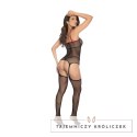 Mapale Nurse Fishnet Bodystocking z mankietami czarno-czerwony One Size Mapale