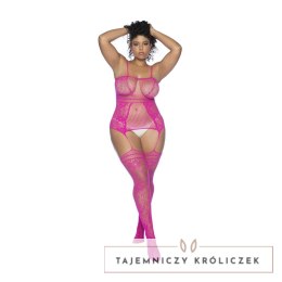 Mapele Bodystocking Fishnet Kwiatowy Queen Size Rożowy Mapale