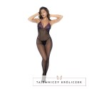 Mapele Bodystocking Fishnet & Lace Czarny/Fioletowy Uniwersalny Mapale