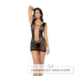 Mapele Cutout Fishnet Chemise czarna siateczkowa sukienka One Size Mapale