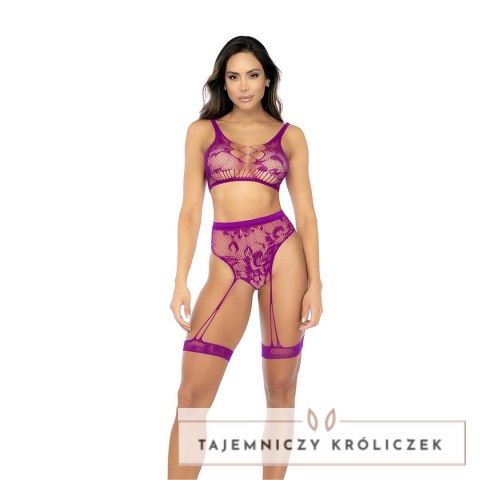 Mapele Floral Fishnet Komplet 2-częściowy Rożowy Orchid One Size Mapale
