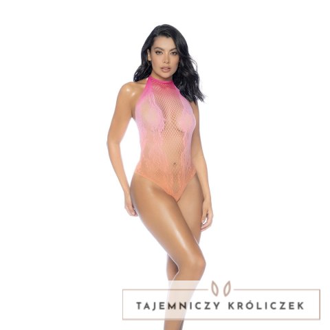 Mapele Floral Halter Ombre Bodysuit Sunset Jednokolorowy Siateczkowy Mapale