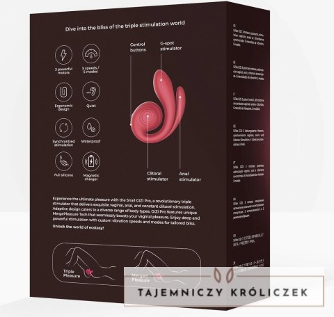 SVibe GIZI Pro Triple Stimulator Bordeaux - potrojna technologia masażu Snail Vibe