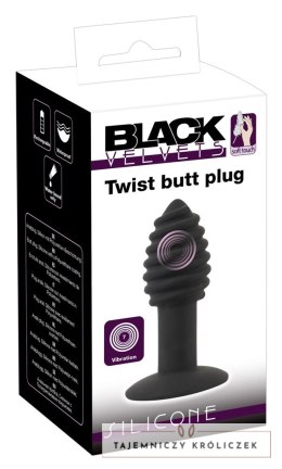 Black Velvets Twist Plug z wibracją 10 cm, silikonowy, rowkowany Black Velvets