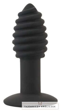 Black Velvets Twist Plug z wibracją 10 cm, silikonowy, rowkowany Black Velvets
