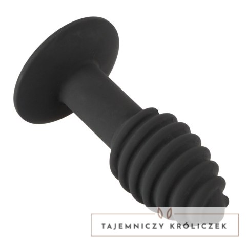 Black Velvets Twist Plug z wibracją 10 cm, silikonowy, rowkowany Black Velvets