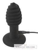 Black Velvets Twist Plug z wibracją 10 cm, silikonowy, rowkowany Black Velvets