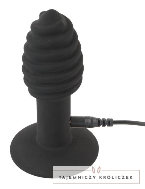 Black Velvets Twist Plug z wibracją 10 cm, silikonowy, rowkowany Black Velvets