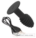 Black Velvets Twist Plug z wibracją 10 cm, silikonowy, rowkowany Black Velvets