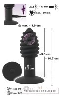 Black Velvets Twist Plug z wibracją 10 cm, silikonowy, rowkowany Black Velvets