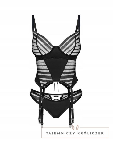 Gorset Lune Bellis + stringi Czarny M/L Obsessive